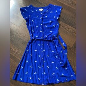 Loft Button-Down Dress with Tie Waist - Size 0